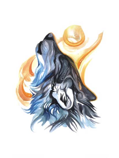 Watercolor Wolf Tattoo