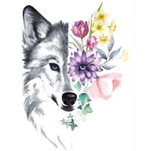 Flower Wolf Tattoo