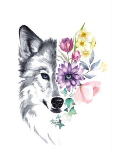 Flower Wolf Tattoo