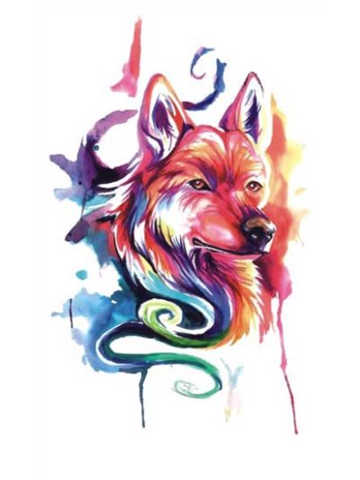 Watercolor Wolf Tattoo