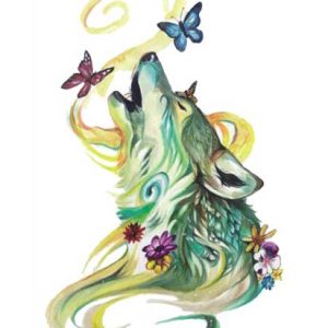 Watercolor Butterfly Wolf