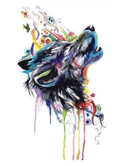 Watercolor Wolf Tattoo