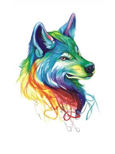 Watercolor Wolf Tattoo