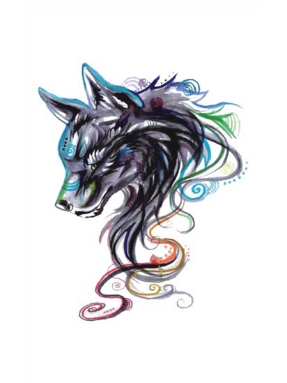 Watercolor Wolf Tattoo