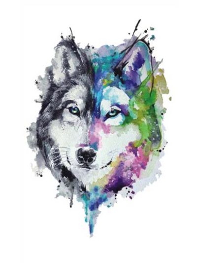 Watercolor Wolf Tattoo