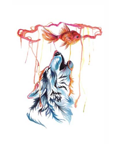 Watercolor Wolf Tattoo