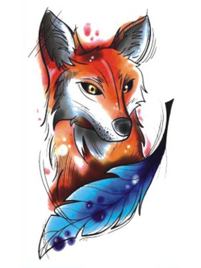 Watercolor Leaf Fox