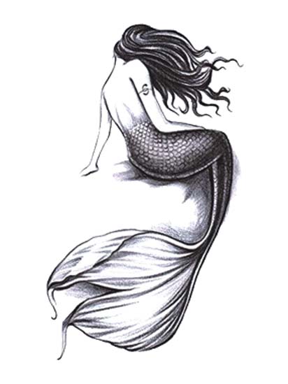 Grey Mermaid Tattoo