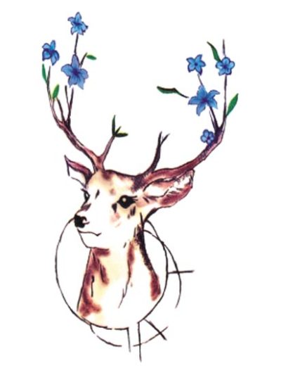 Blue Flower Deer