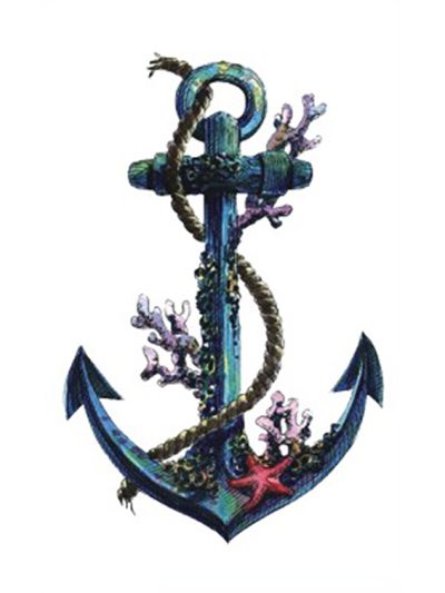 Coral Anchor Temporary Tattoo