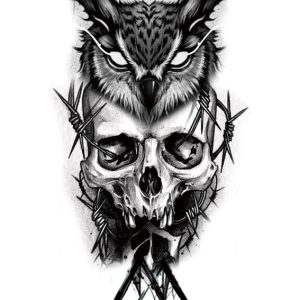 Owl Skull Temporary Tattoo