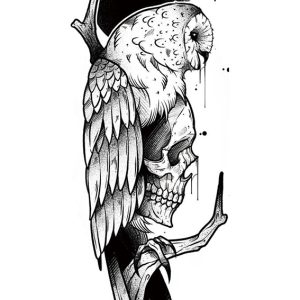 Barn Owl Skull Temporary Tattoo