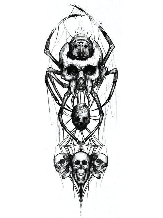 Skull Spider Temporary Tattoo