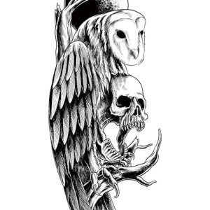 Skull Barn Owl Temporary Tattoo