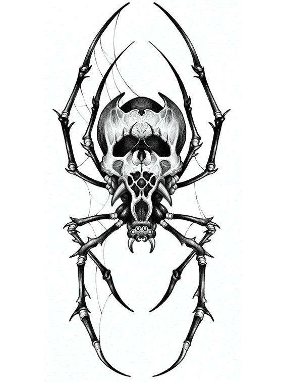 Skeleton Armored Spider Temporary Tattoo