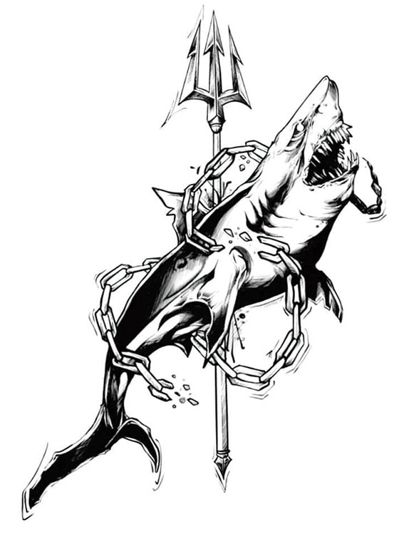 Harpoon Shark Temporary Tattoo