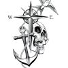 Compass Anchor Skull Temporary Tattoo