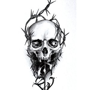 Iron Wire Skull Temporary Tattoo