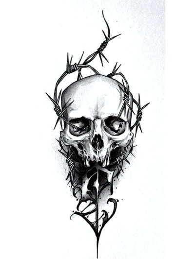 Iron Wire Skull Temporary Tattoo