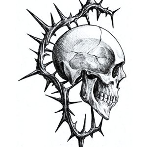 Thorn Skull Temporary Tattoo