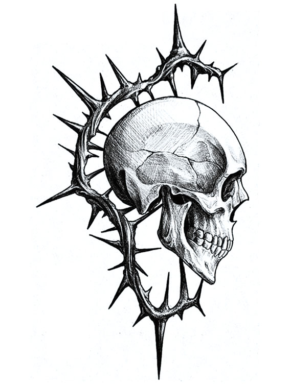 Thorn Skull Temporary Tattoo