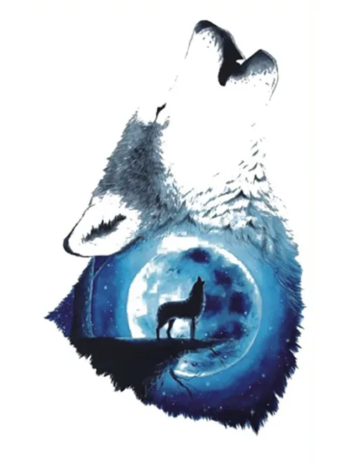 Moon Wolf Temporary Tattoo