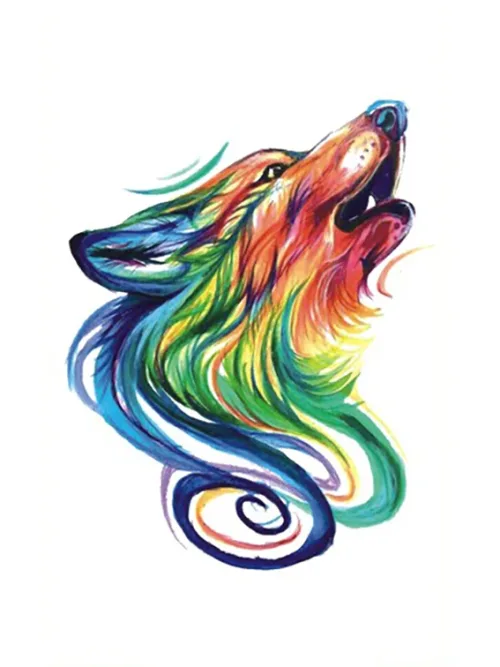 Watercolor Wolf Head Tattoo