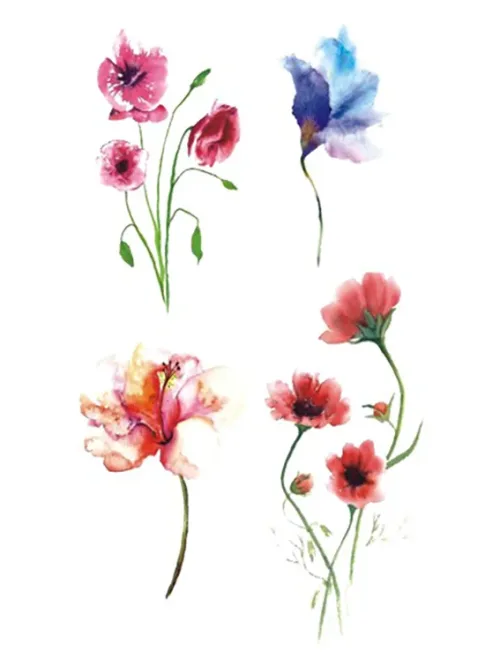 Four Flowers Temporary Tattoo