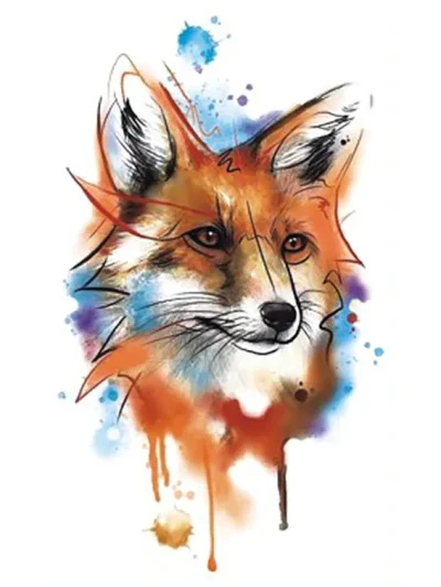 Watercolor Fox Temporary Tattoo