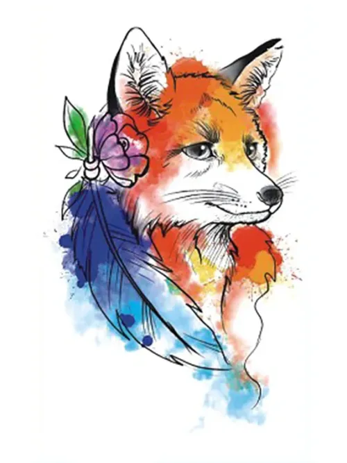 Watercolor Fox Tattoo Sticker