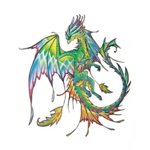 Watercolor Green Dragon Tattoo