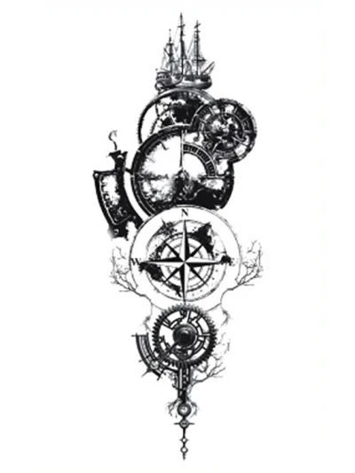 Ship Compass Temporary Tattoo