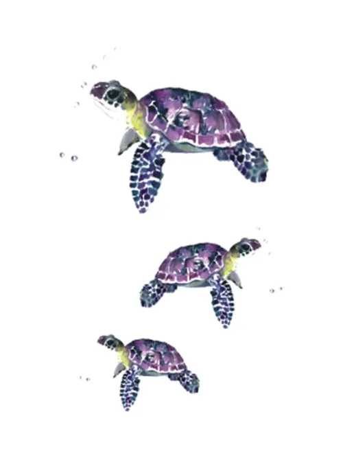Violet Turtles Temporary Tattoo