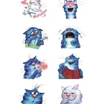 Blue Cat Temporary Tattoo