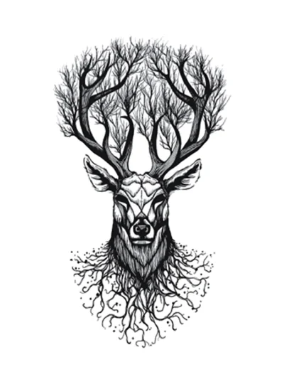 Tree Root Deer Tattoo