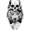 Skull Wolf Mountain Tattoo