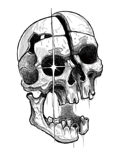 Separated Skull Tattoo