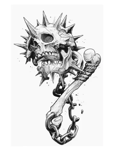 Chain Skull Weapon Tattoo