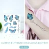 Glitter Butterfly Feather Tattoo